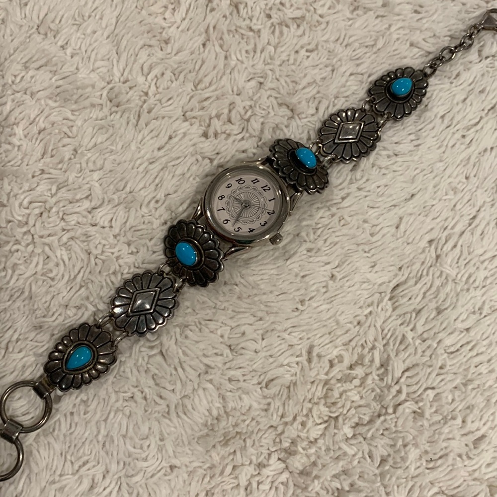 Vintage Turquoise and Concho Bracelet Watch